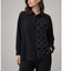 Yake Siyah Geometrik Halka Taş İşlemeli Oversize Tunik Gömlek