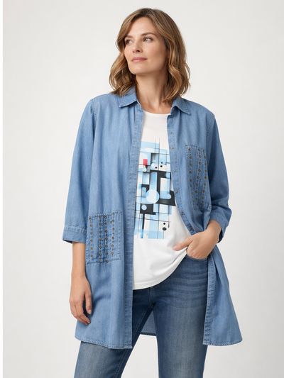 Femina Mavi Denim Görünümlü Zımba Detaylı İkili Takım