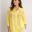 Tarzz Collection Sarı Renk Gold Pul ve Boncuk İşlemeli Floral Gömlek