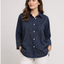 Xlove Işıltılı Taş İşlemeli Lacivert Denim Gömlek