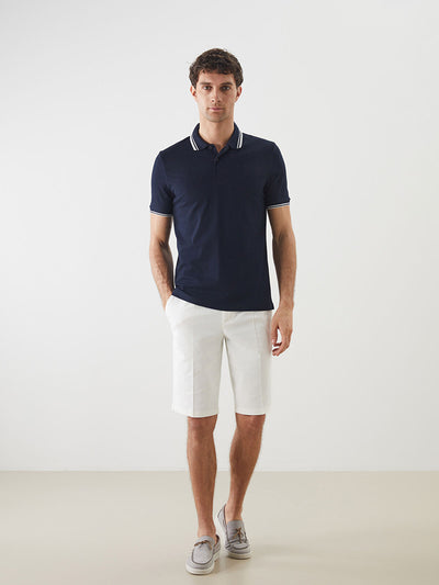 SOUTHBLUE-Lacivert Polo Yaka Kısa Kollu Pike Erkek Tişört-2